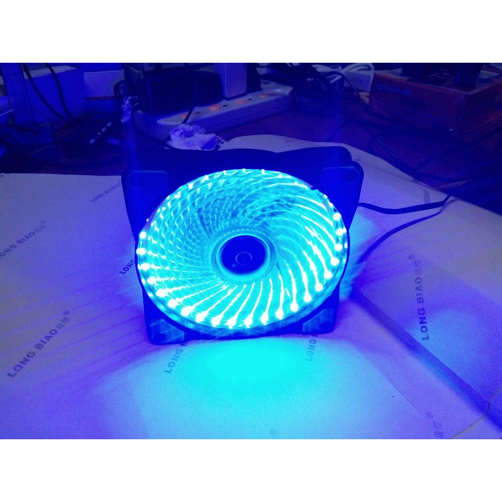 Fan led 33 bóng đèn led xanh dương | Fan case 12cm xanh nước biển