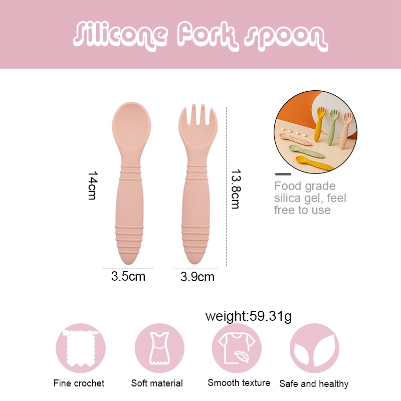 Bộ Muỗng Nĩa Tập Ăn Cho Bé Bằng Silicon MAMIMAMIHOME