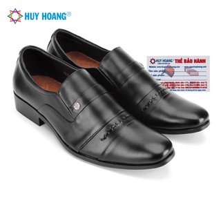 Giày nam huy hoàng da bò màu đen ls7175