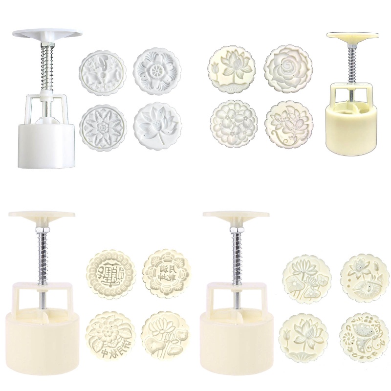 Khuôn Làm Bánh Trung Thu 100 / 125g Kèm 4 Con Dấu