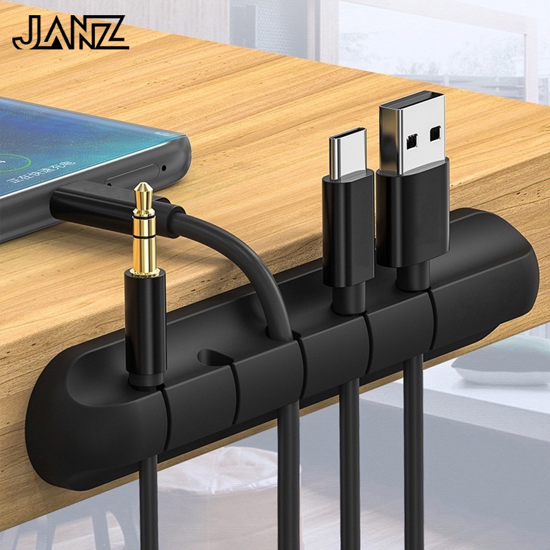 5Clip Cable Organizer Silicone USB Cable Winder Desktop Tidy Management Clip Cable Holder Cable Wind
