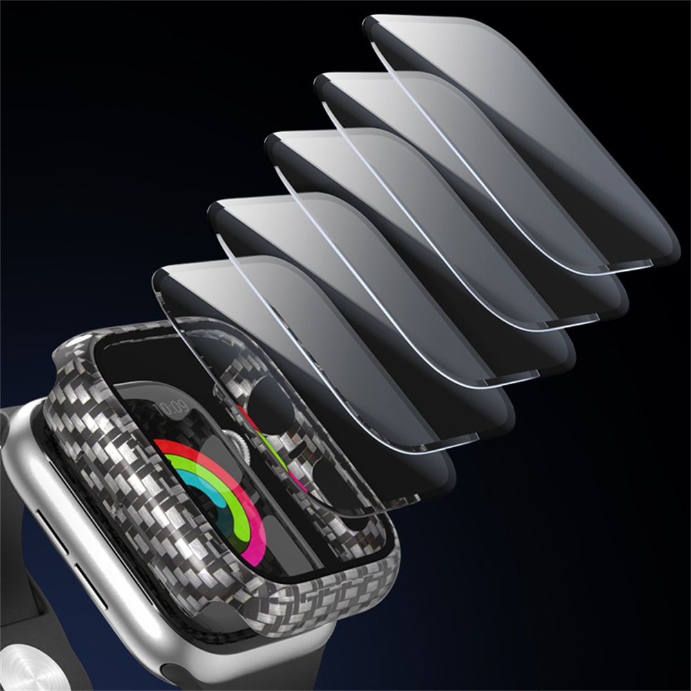 CHINK Full Cover Matte PC Case with Tempered Glass Screen Protector for Apple Watch Series 6 5 4 Watch 40mm 44mm