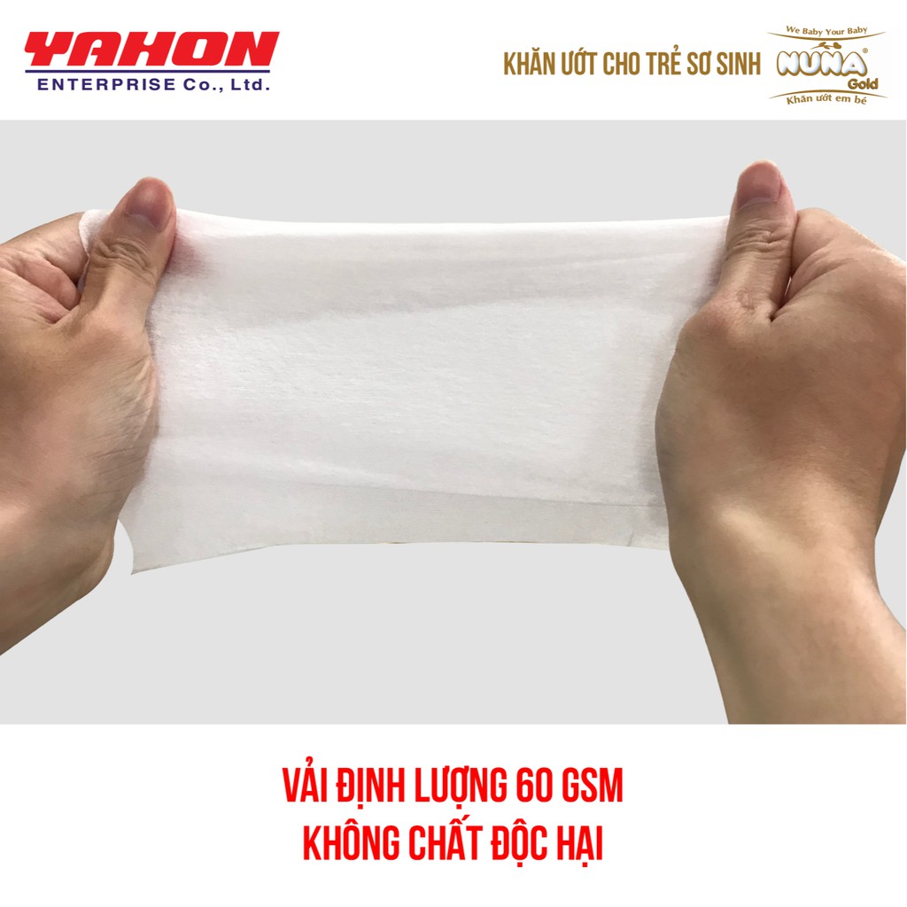 THIẾT KẾ  MỚI - Combo 04 Khăn Ướt Em Bé Nuna Gold Loại Siêu Dày 80 Miếng/bao Vải 60 GSM (MÀU NGẪU NHIÊN)