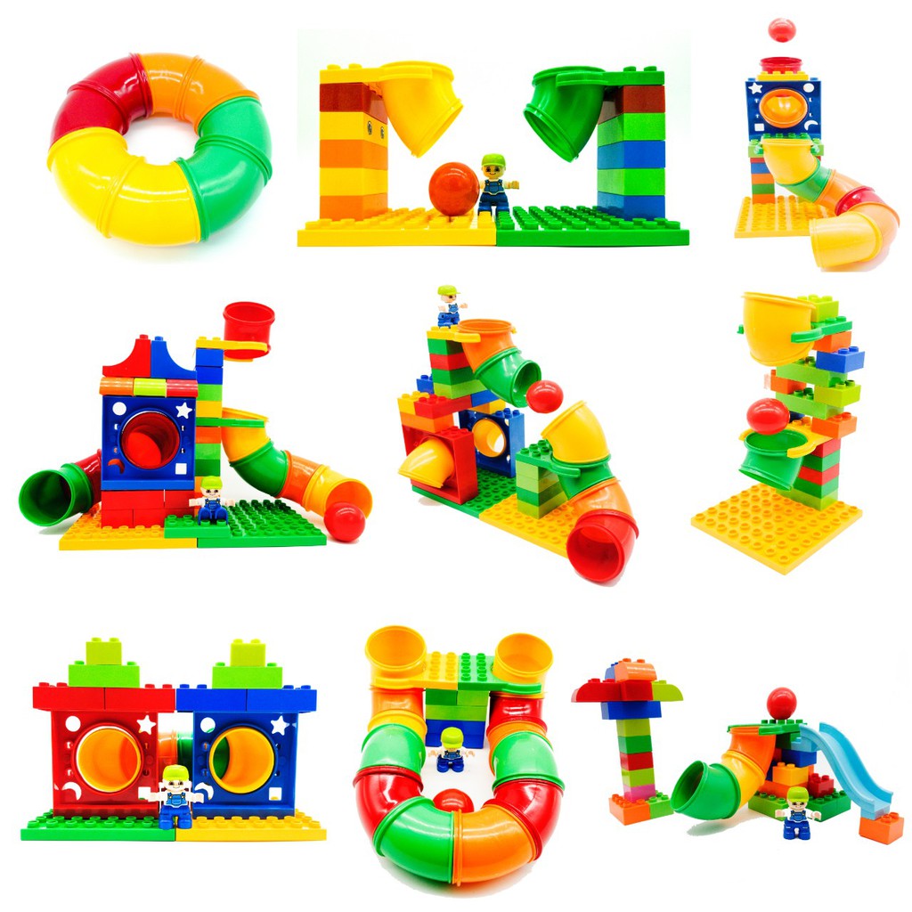 Bộ Lego lắp ghép ống trượt nước nhựa ABS nguyên sinh hàng Việt Nam Xuất Khẩu 78 Chi tiết cho bé