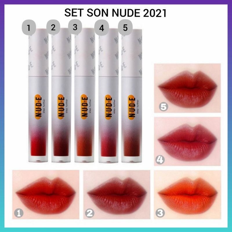 Set Son Kem Nhung Lì ⚡FREESHIP⚡ 5 màu 💄 Hãng NUDE Siêu Hot Nội Địa Siêu Mịn Mượt Và Không Khô Môi | BigBuy360 - bigbuy360.vn