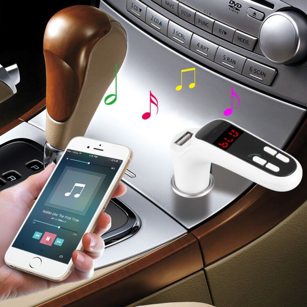 Thiết bị sạc kiêm thu phát Bluetooth phát nhạc và đài FM với màn hình LCD cho xe ô tô