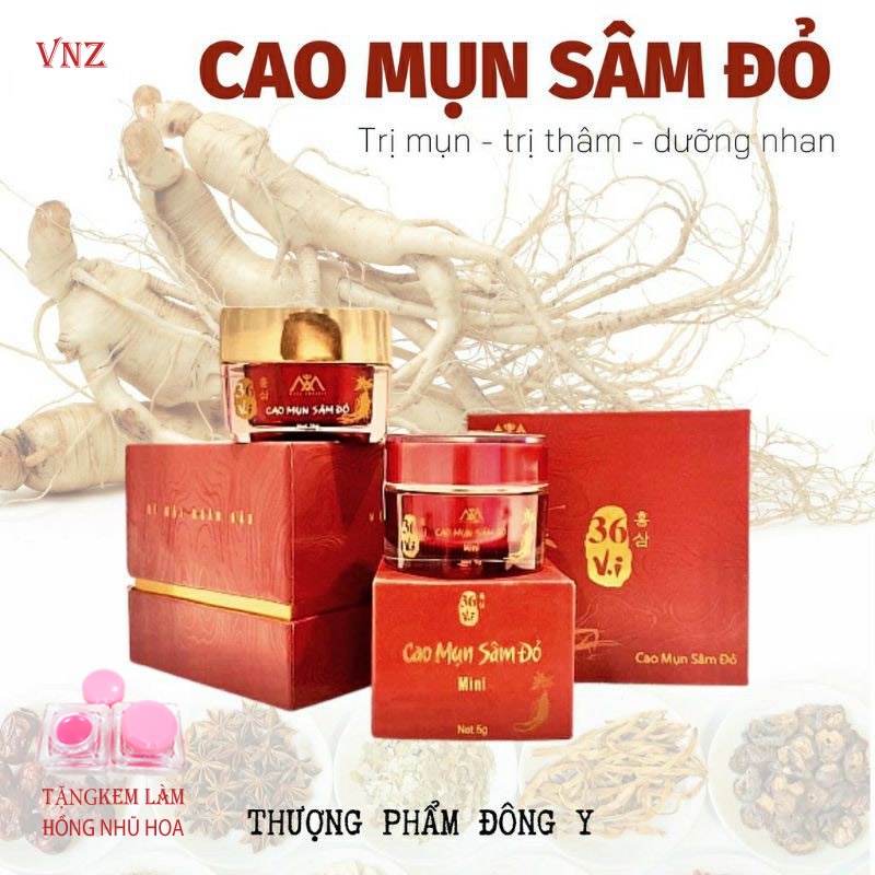 CAO MỤN SÂM ĐỎ 36 VỊ ORANIC 15GR - TẶNG KEM LÀM HỒNG NHŨ HOA