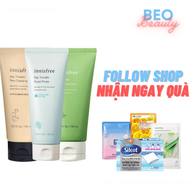 Sữa rửa mặt Innisfree Trà Xanh, Đất Sét Jeju, Giảm mụn Bija
