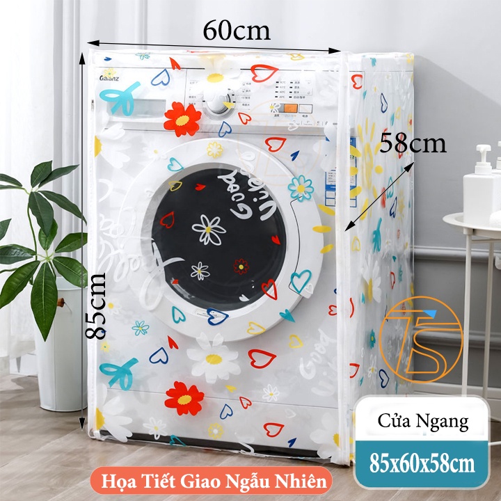 Áo Trùm Máy Giặt Trong Suốt Phong Cách Hàn Quốc Từ 7kg - 10kg Cho Cửa Ngang Và Cửa Trên Chất Liệu PEVA