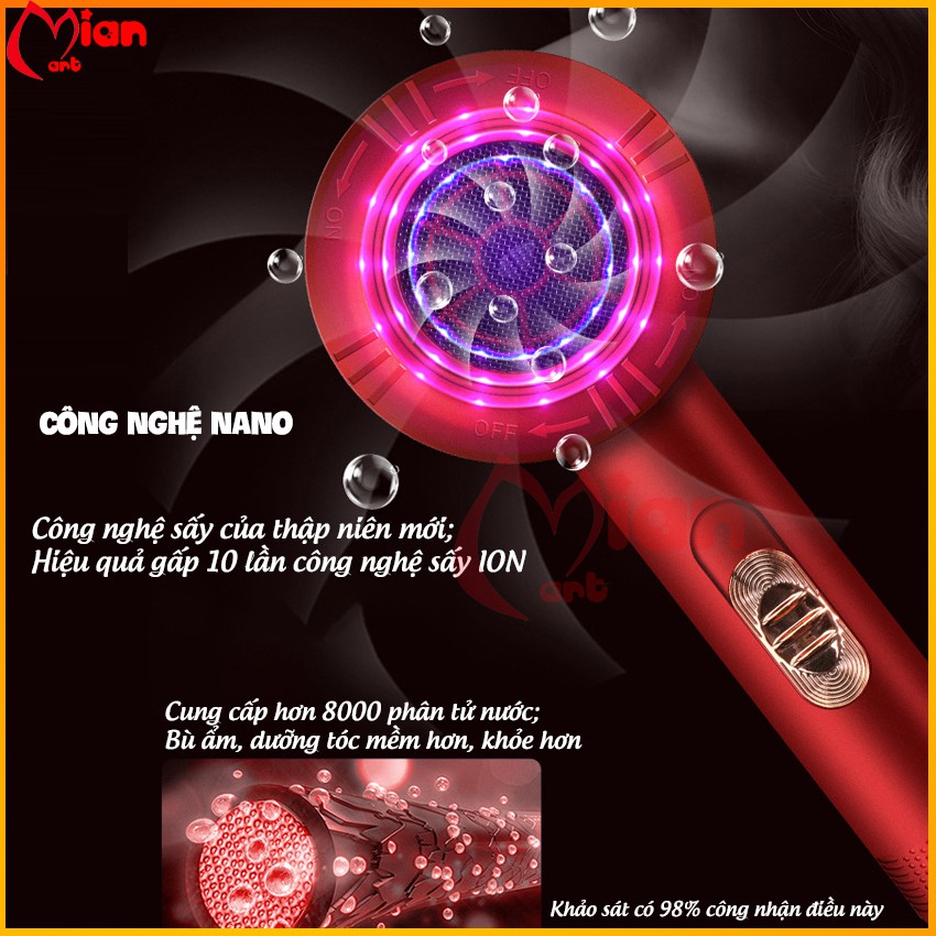 Máy sấy tóc nano Zhiyou 6 chế độ sấy 2 chiều nóng lạnh mới 2021- Mian Mart