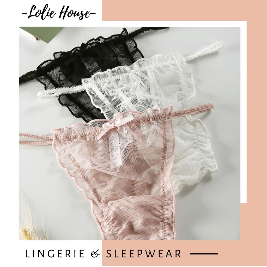Quần lót dây ren lưới voan lọt khe sexy chấm bi dễ thương LOLIE HOUSE - LK8 | BigBuy360 - bigbuy360.vn