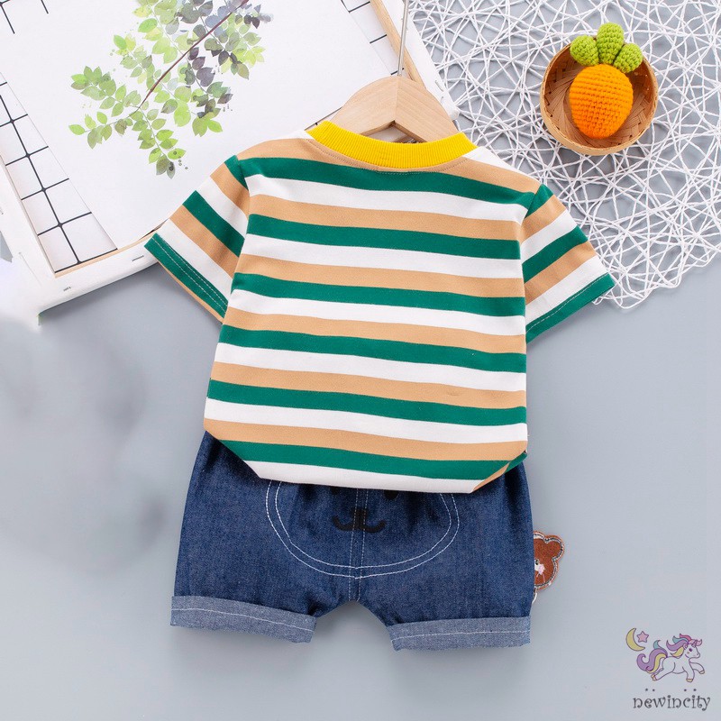 Set áo thun tay ngắn in họa tiết hoạt hình kèm quần short thời trang năng động cho bé trai