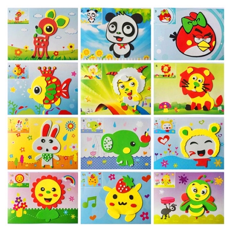 Tranh dán xốp  hoạt hình nghộ nghĩnh