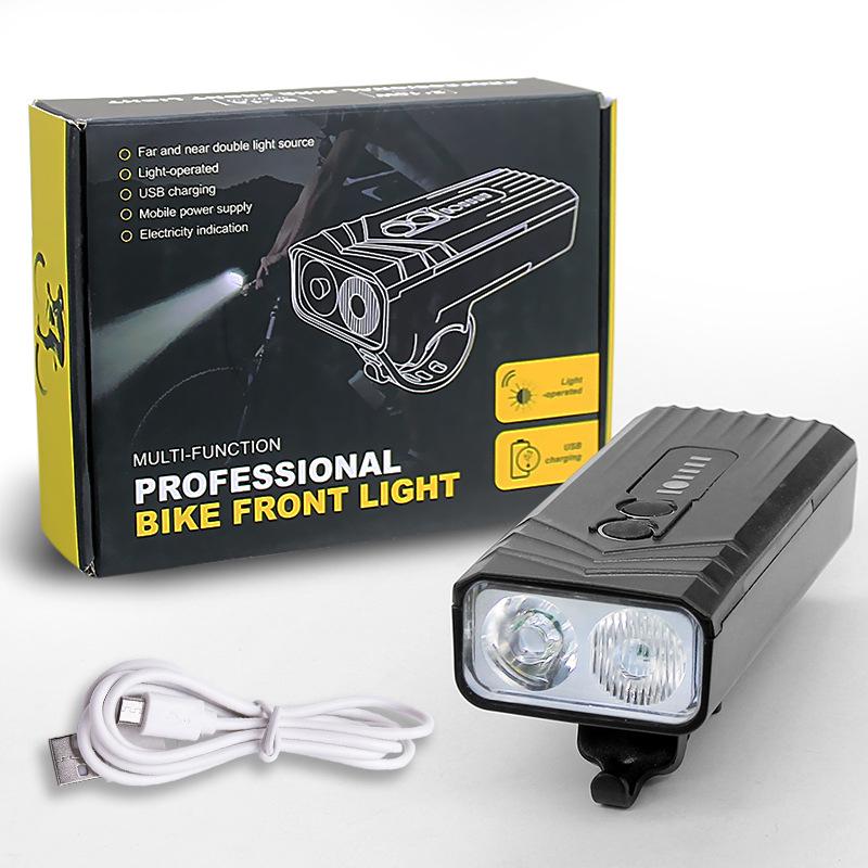 【In stock】 Bicycle Front Light Usb Rechargeable Dual Lamp Bead High-Brightness Lighting Intelligent Induction Mobile Power Outdoor 【In stock】