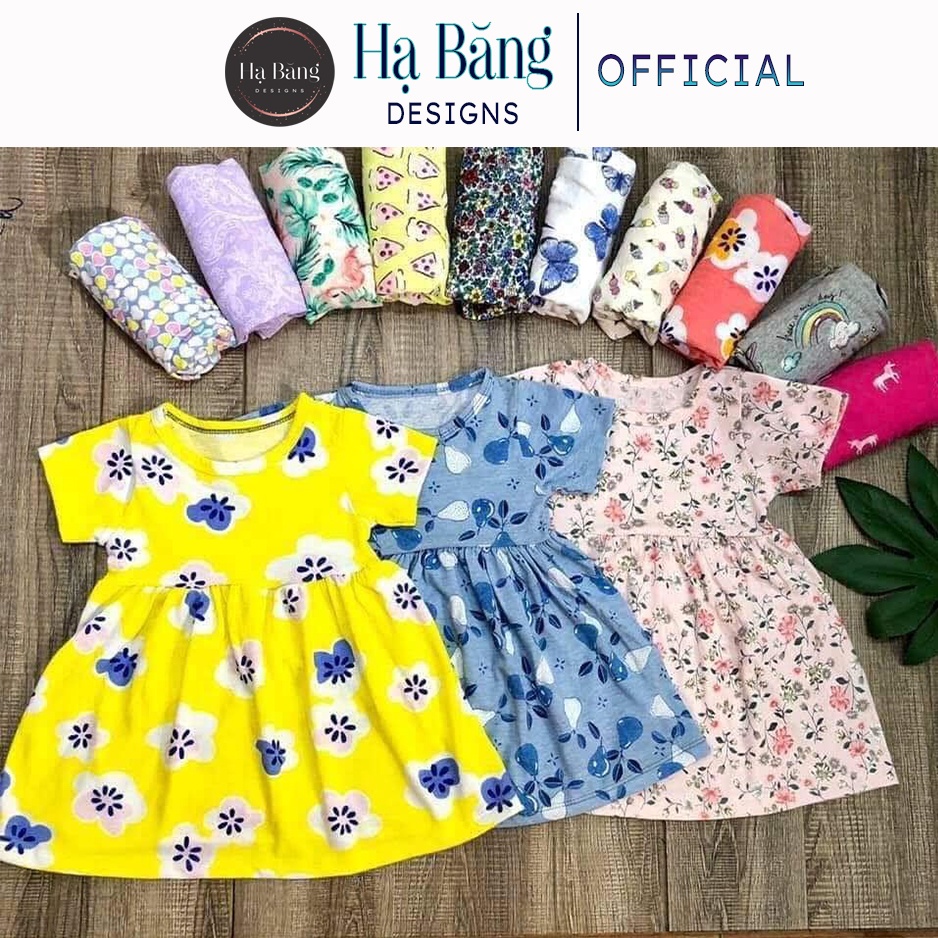 Váy bé gái cộc tay Hạ Băng Designs thun cotton mềm mịn thấm mồ hôi 1-5 tuổi, 8-18kg