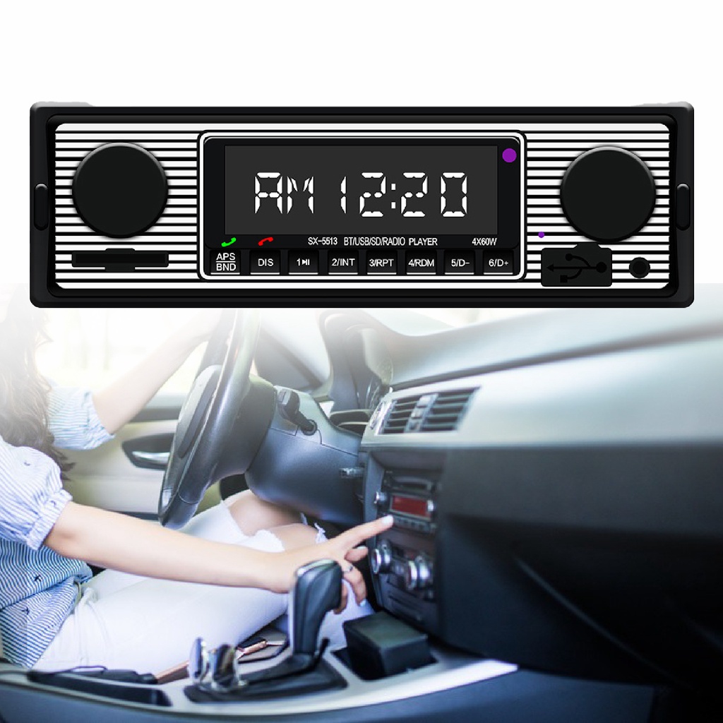 Máy Nghe Nhạc Mp3 Trên Xe Hơi Kết Nối Bluetooth 4.0 Usb2.0 Fm Radio Aux 13 5513 1 Din