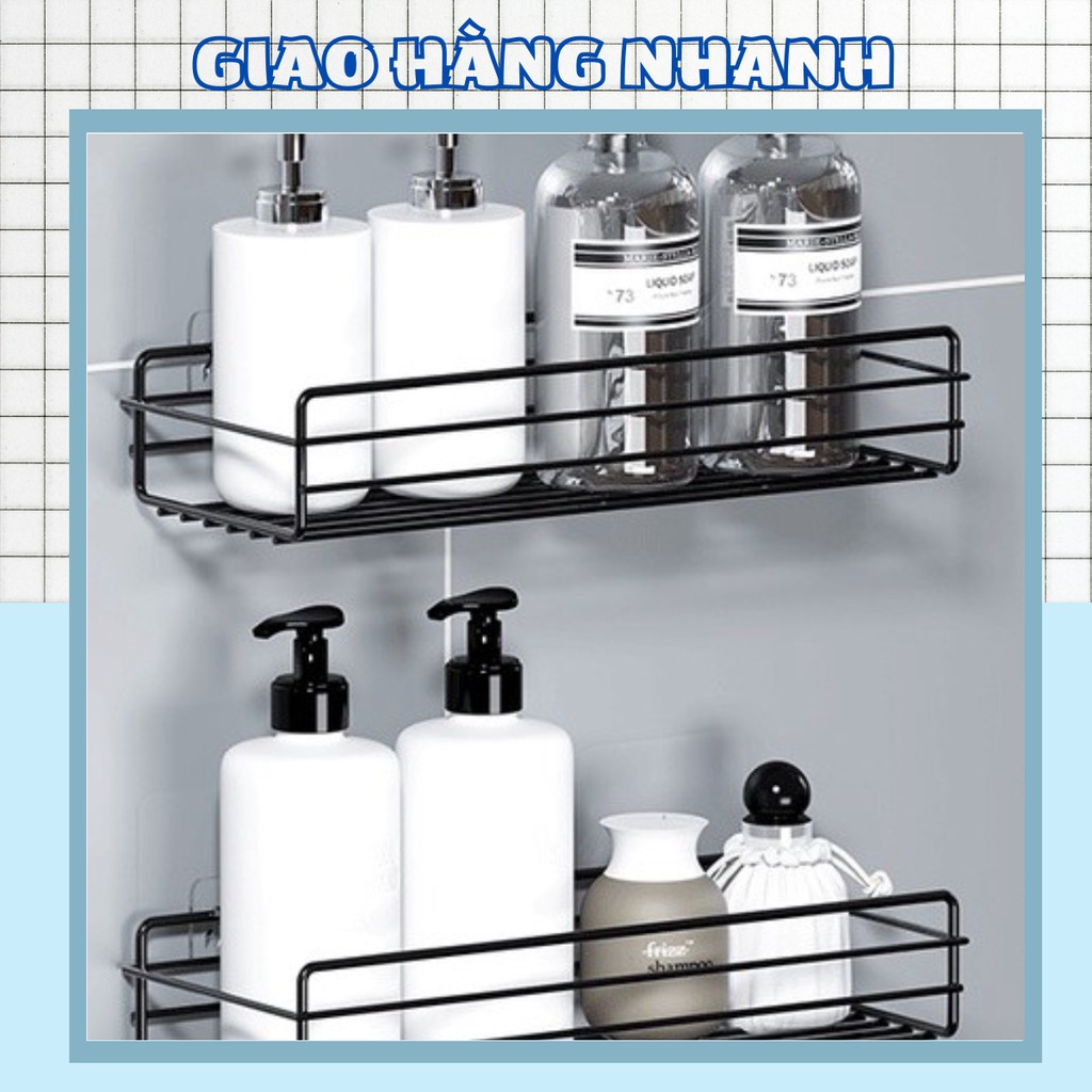 Kệ Sắt Chữ Nhật Để Đồ Nhà Tắm, Phòng Bếp Dán Tường Siêu Chắc. Kệ Để Gia Vị Inox Đa Năng 88284 Shop Giao Hàng Nhanh