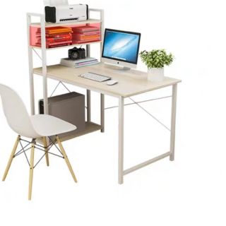 Bàn gỗ khung thép kèm giá 2 tầng