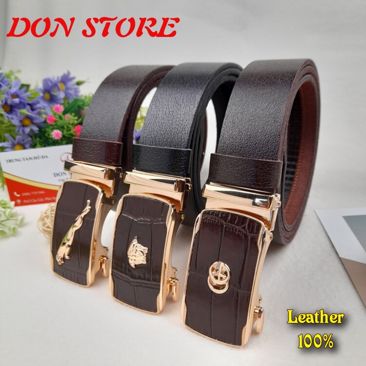 [LEATHER 100%] Thắt Lưng Nam Hàng SIÊU ĐẸP Khóa Kẹp Rút Chống Trượt Cao Cấp Full Da Bò Thật 100% (BH 12 Tháng)