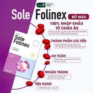 Viên uống bổ máu, bổ sung sắt Viên sắt Sole Folinex Châu Âu - Hộp 30 viên