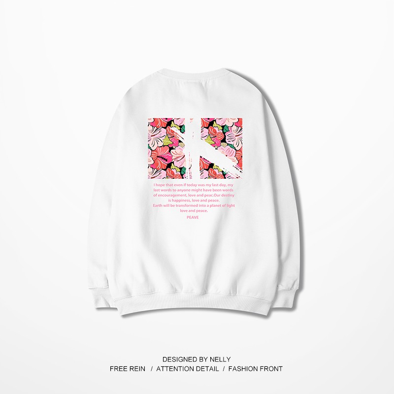 [NY1482] Áo nỉ dài tay cổ tròn in Chữ PEAVE (NELLY)