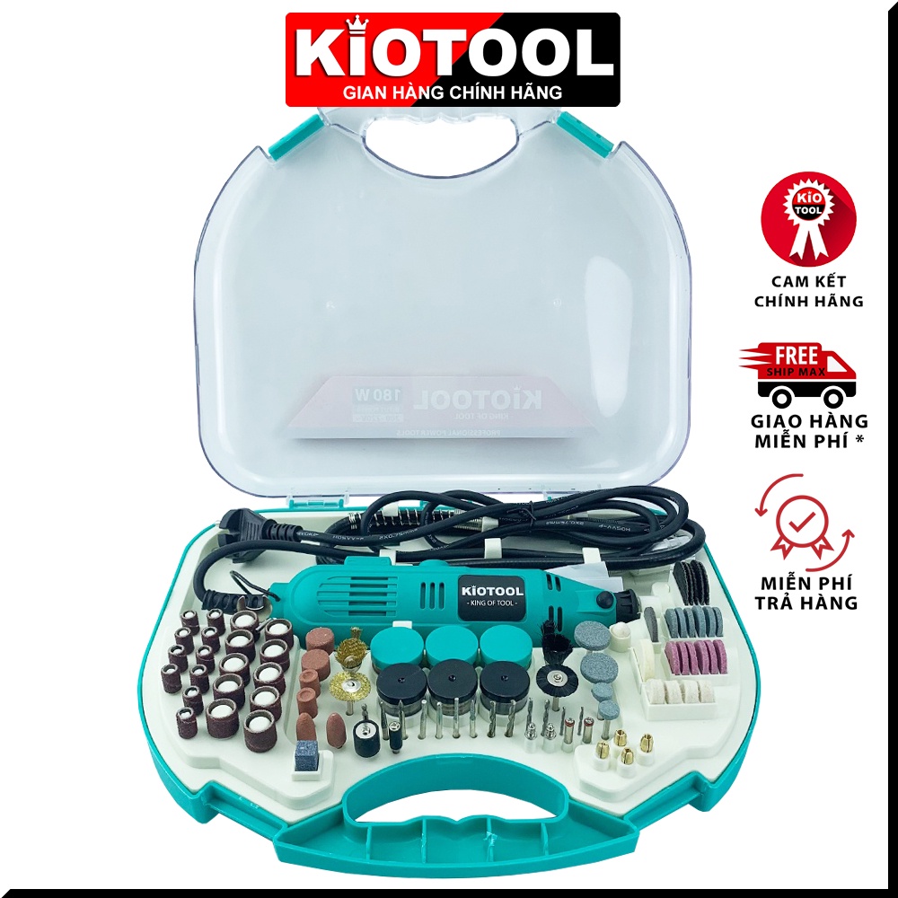 Bộ máy khoan mài khắc mini Kiotool 180w 220v 6 tốc độ có dây điều hướng