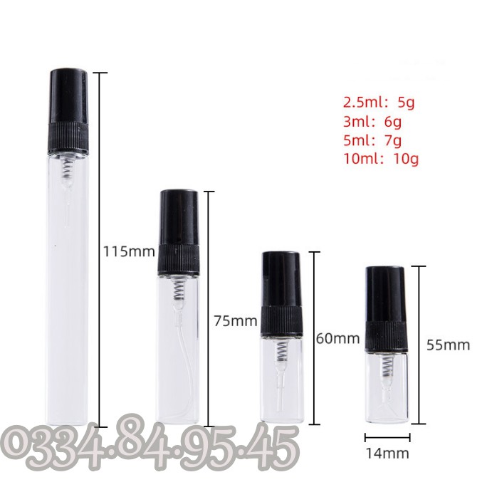 Lọ thủy tinh TRÒN mini 2ml / 3ml / 5ml / 10ml - Chai chiết nước hoa, ống xịt phun sương đựng vial, test