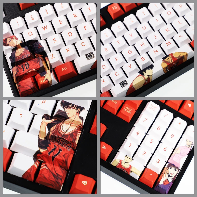 Slam Dunk Keycap Cherry Profile Sakuragi Hanamichi Kaede Rukawa Basketball Theme Nhật Bản Anime PBT Dye Sub Bàn phím cơ học Keycaps