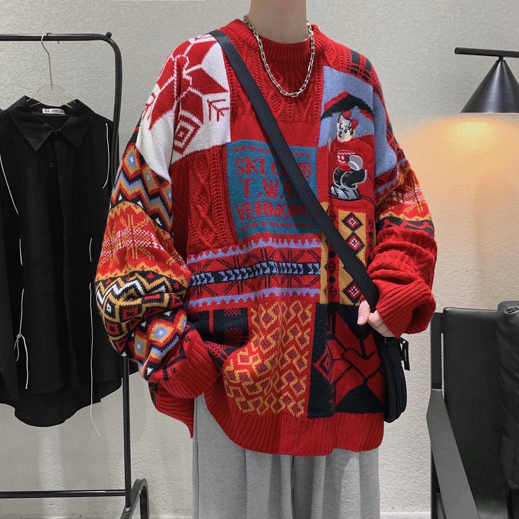 Áo Sweater Cổ Tròn Dáng Rộng Thời Trang Thu Đông Phong Cách Nhật Bản Cho Nam