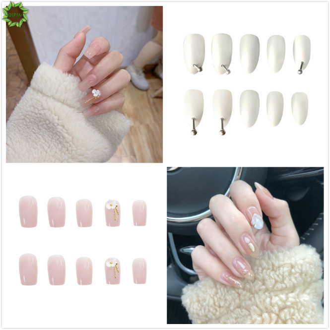 Set 24 Móng Tay Giả Chống Nước Kèm Keo Dán Phong Cách Thanh Lịch