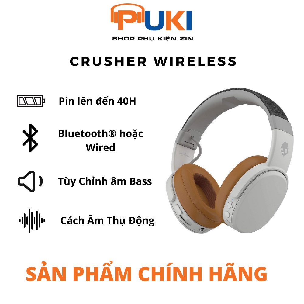 Tai nghe SKULLCANDY CRUSHER WIRELESS chính hãng -Tai nghe Bluetooth Wireless Over-Ear