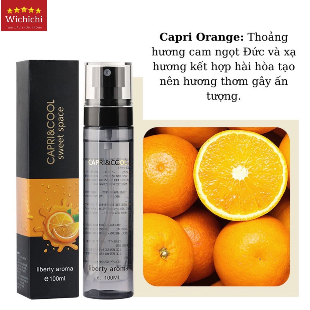 Xịt thơm quần áo Capri Cool SWEET LOVE, nước xịt thơm quần áo 100ML khử mùi hiệu quả có 7 mùi hương theo cá tính