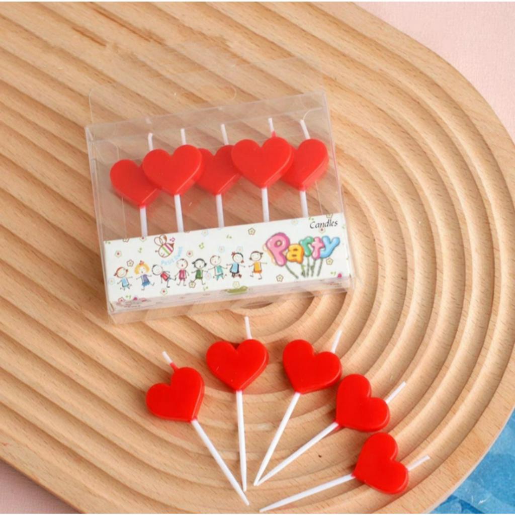 Hộp 5 Chiếc Nến Đỏ Tình Yêu Trang Trí Bánh Kem, Phụ Kiện Bánh Kem Sinh Nhật, Đồ Làm Bánh Kem