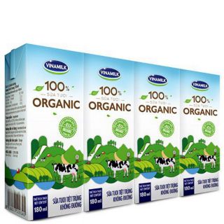 1 lốc 4 hộp sữa vinamilk organic không đường cao cấp