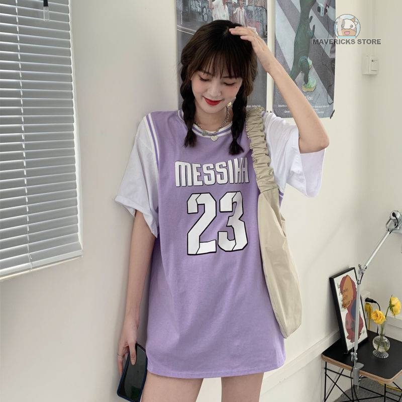 Áo thun nữ tay ngắn số 23 thời trang mùa hè phong cách thể thao Hàn Quốc