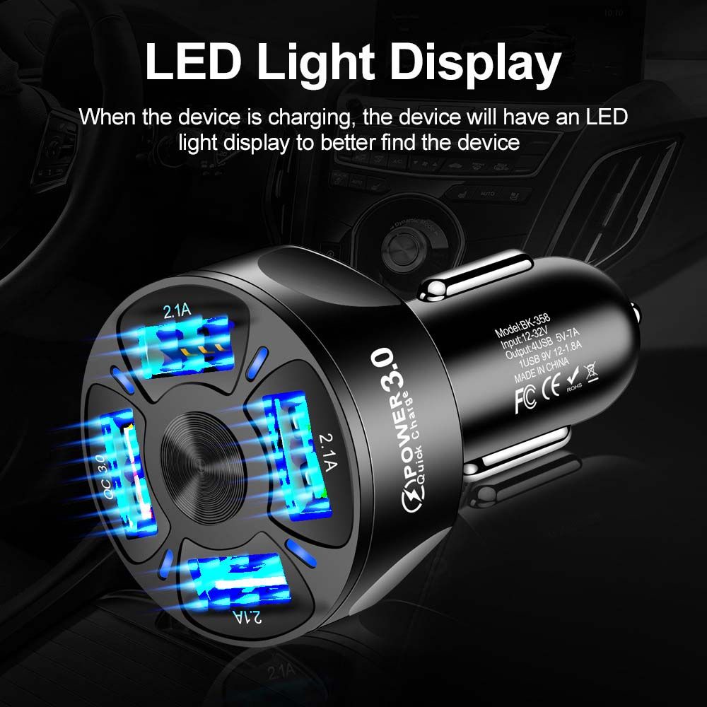 Bộ sạc nhanh 7a 4 cổng Usb tiện dụng cho điện thoại trên xe hơi