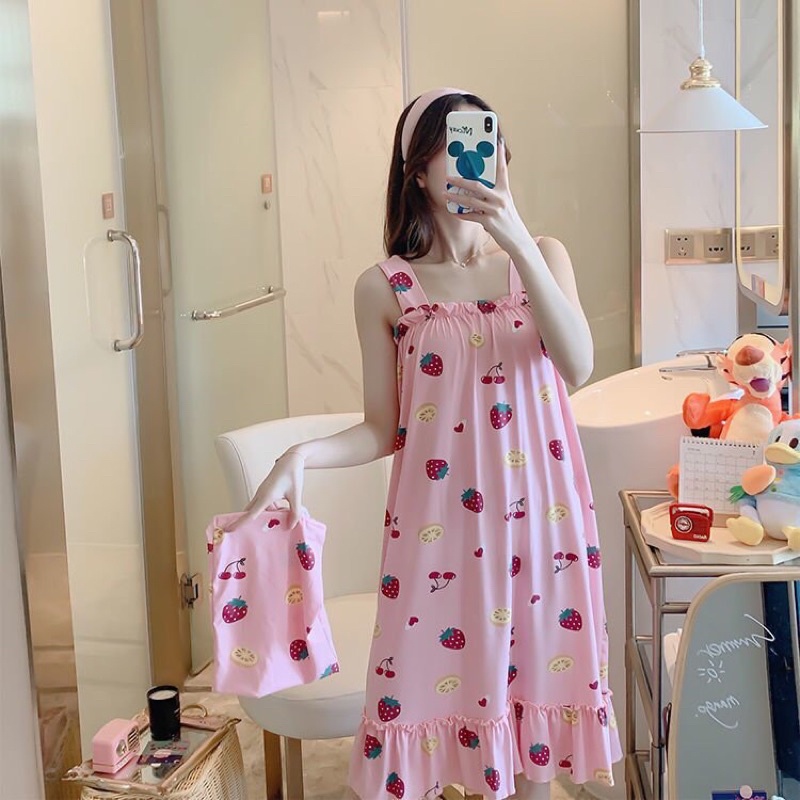 [HÀNG LOẠI1] Váy Hai Dây Nữ Đẹp Mặc Nhà Dáng Xuông, Đầm Ngủ Thun Cotton Mềm Mại | BigBuy360 - bigbuy360.vn