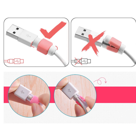 Bộ 5 đầu gắn bảo vệ dây cáp sạc USB màu kẹo độc đáo tiện dụng