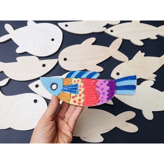 Bộ 10 cá gỗ 20cm các mẫu khác nhau cho trẻ sáng tạo