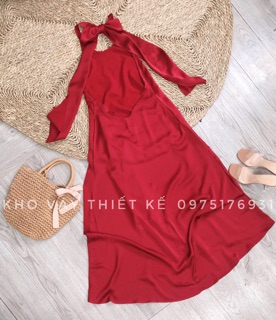 ( Ảnh thật) Đầm maxi đi biển lụa lưng trần - V0006