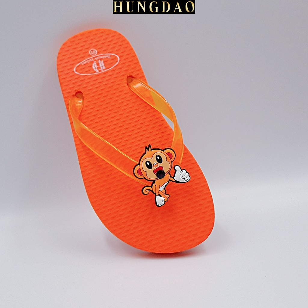 Dép kẹp bé gái HD đính sticker bé khỉ cute đi trong nhà đế chống trơn trượt có đủ size nhiều màu