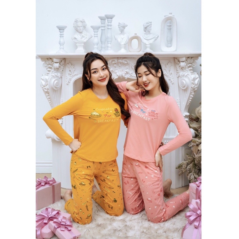 Bộ mặc nhà cotton Winny quần dài áo dài tay
