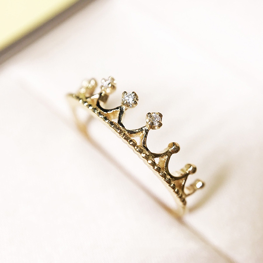 Nhẫn Titan Mạ VàNg ĐíNh Zircon HìNh Vương MiệN ThờI Trang Cho Nữ