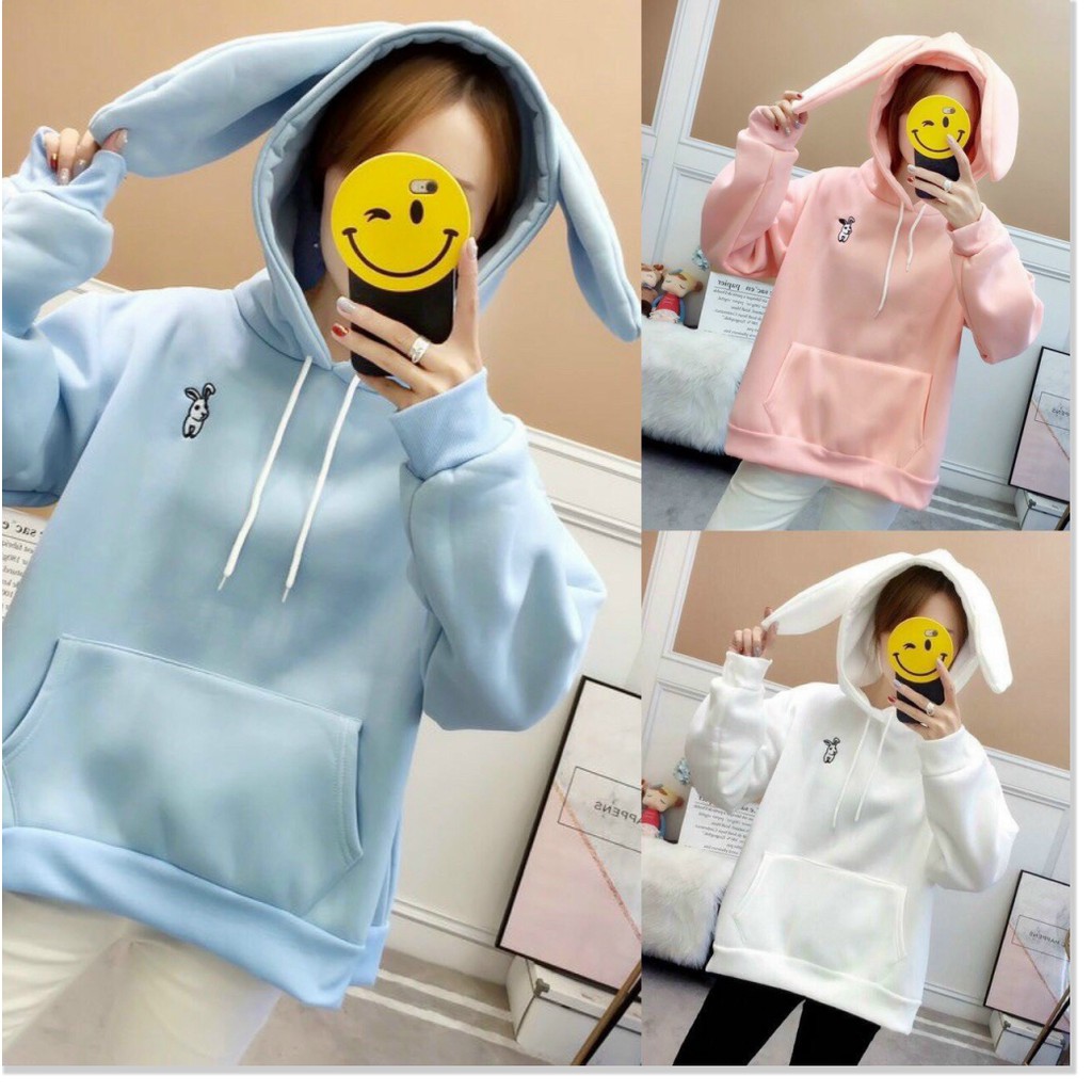 ÁO KHOÁC HOODIE TAI THỎ KIỂU DÁNG UNISEX CỰC ĐÁNG YÊU