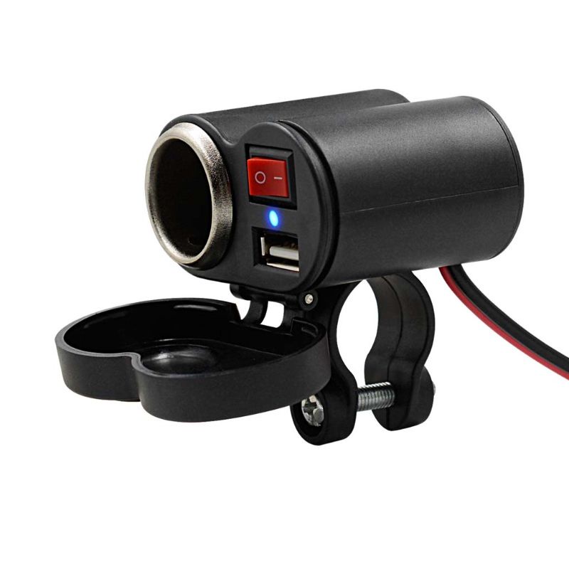 Ổ Cắm Sạc Usb 12v Chống Thấm Nước Gắn Tay Lái Xe Mô Tô Có Công Tắc Cho Điện Thoại / Máy Tính Bảng / Gps