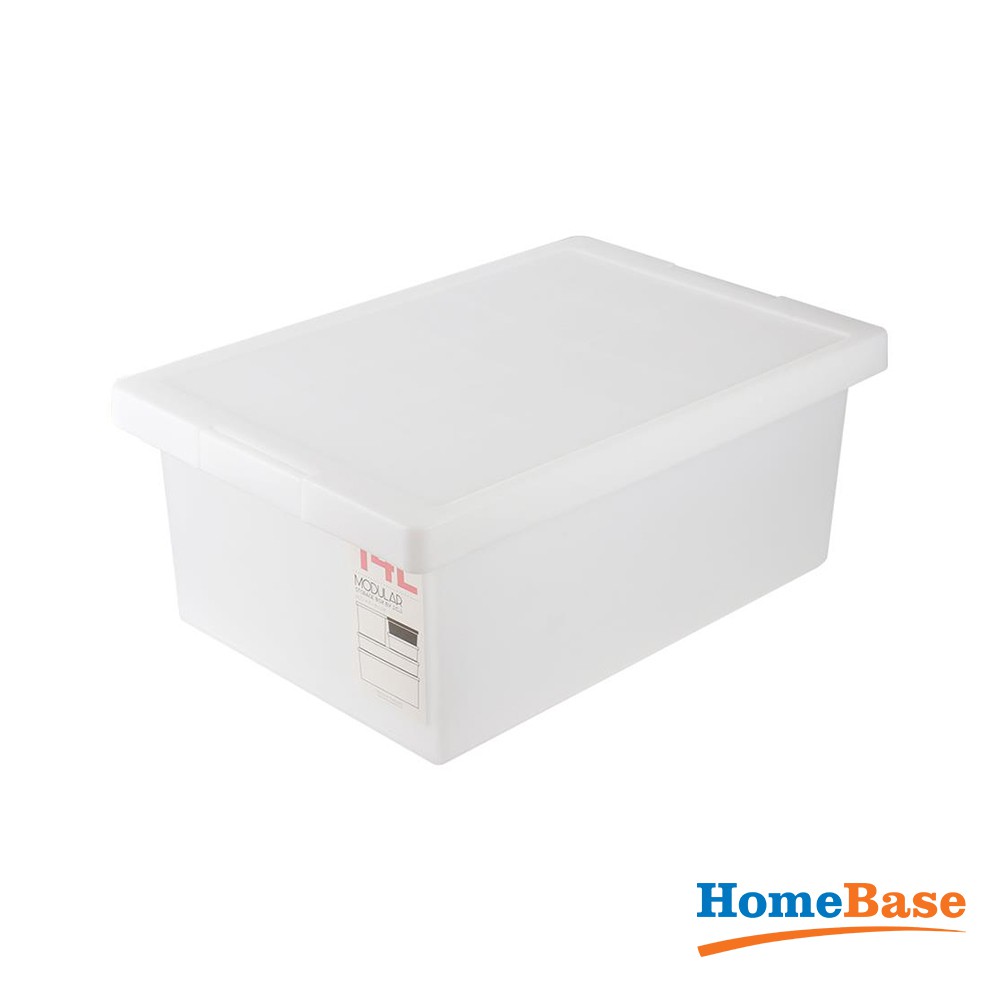 HomeBase STACKO thùng nhựa đựng đồ có nắp Thái Lan W28.4xD42xH16.6cm 14L Trắng