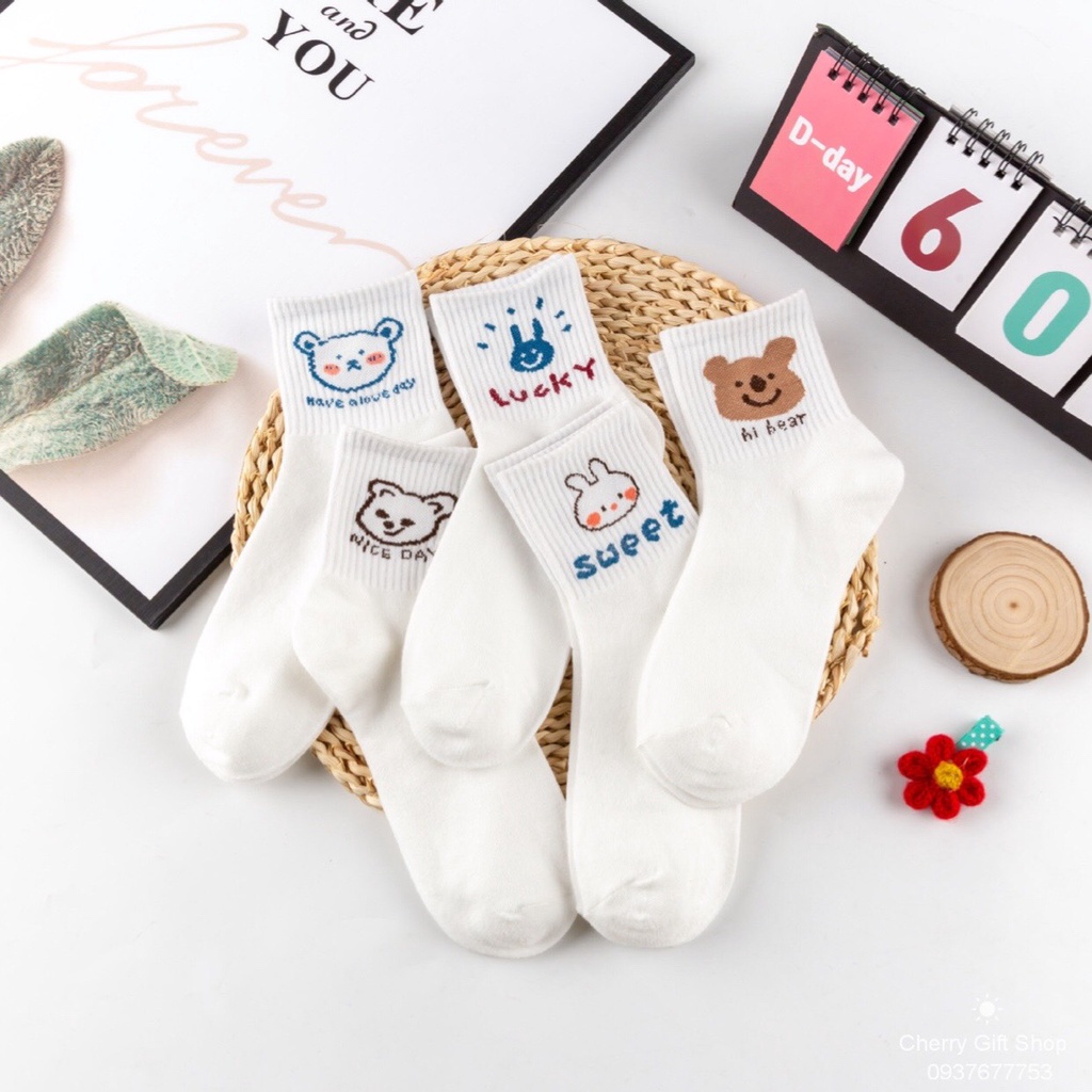 Tất Vớ Cotton Thời Trang Nữ Cổ Cao Và Hoạt Hình Siêu Đáng Yêu