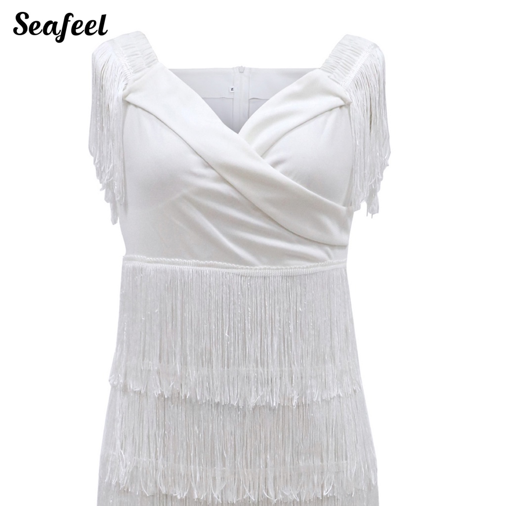 Váy body Phối Tua Rua Chống Mài Mòn Thời Trang Quyến Rũ Cho Nữ