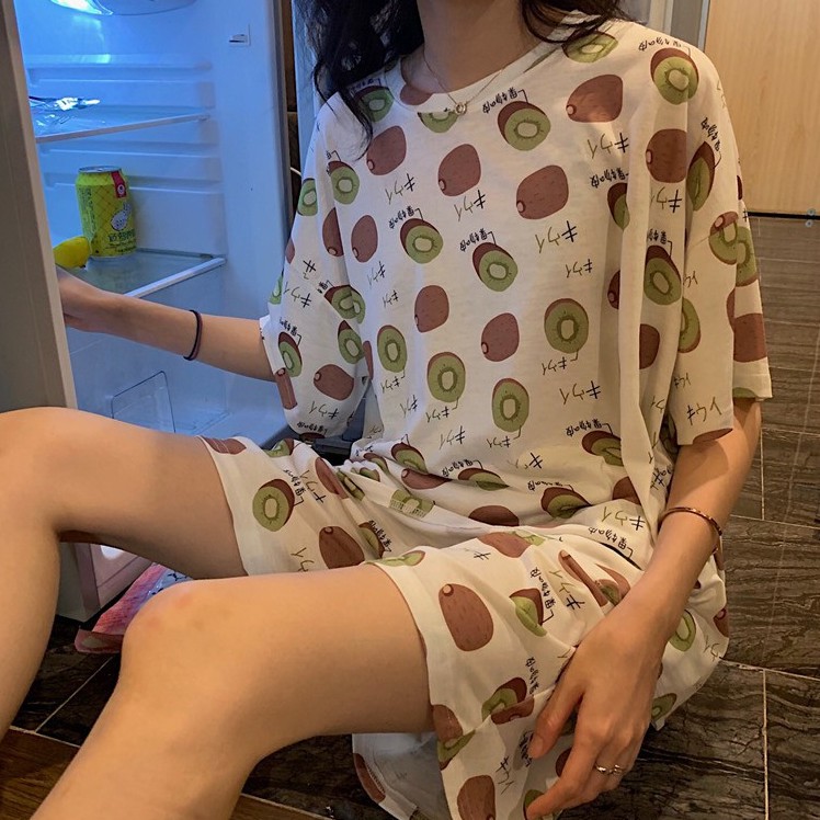 Bộ Đồ Ngủ Nữ ❤️ FREESHIP ❤️ Giảm 10K Nhập [AOTHUNNU] Set thun cộc tay hoa quả zoo nữ SIÊU HOT
