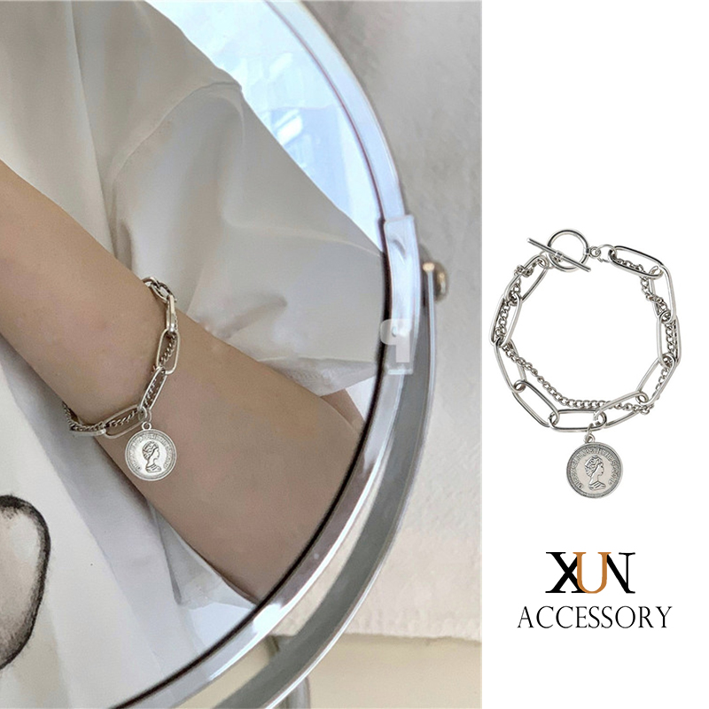  Vòng tay kim loại mạ bạc phong cách hiphop Hàn Quốc cá tính | BigBuy360 - bigbuy360.vn